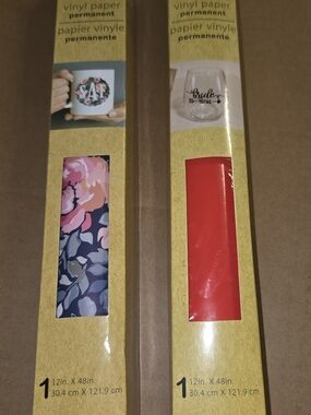 3-Permanent Vinyl Paper Roll - Red/Blue/Floral